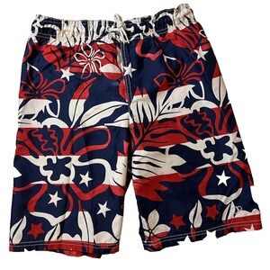 Ocean Pacific Boys Swim Trunks Vintage 90s Board shorts red white blue Boys L
